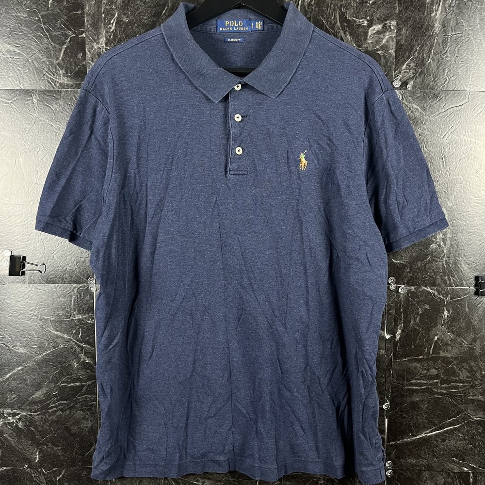 Polo Ralph Lauren Men's Navy Polo Shirt Large